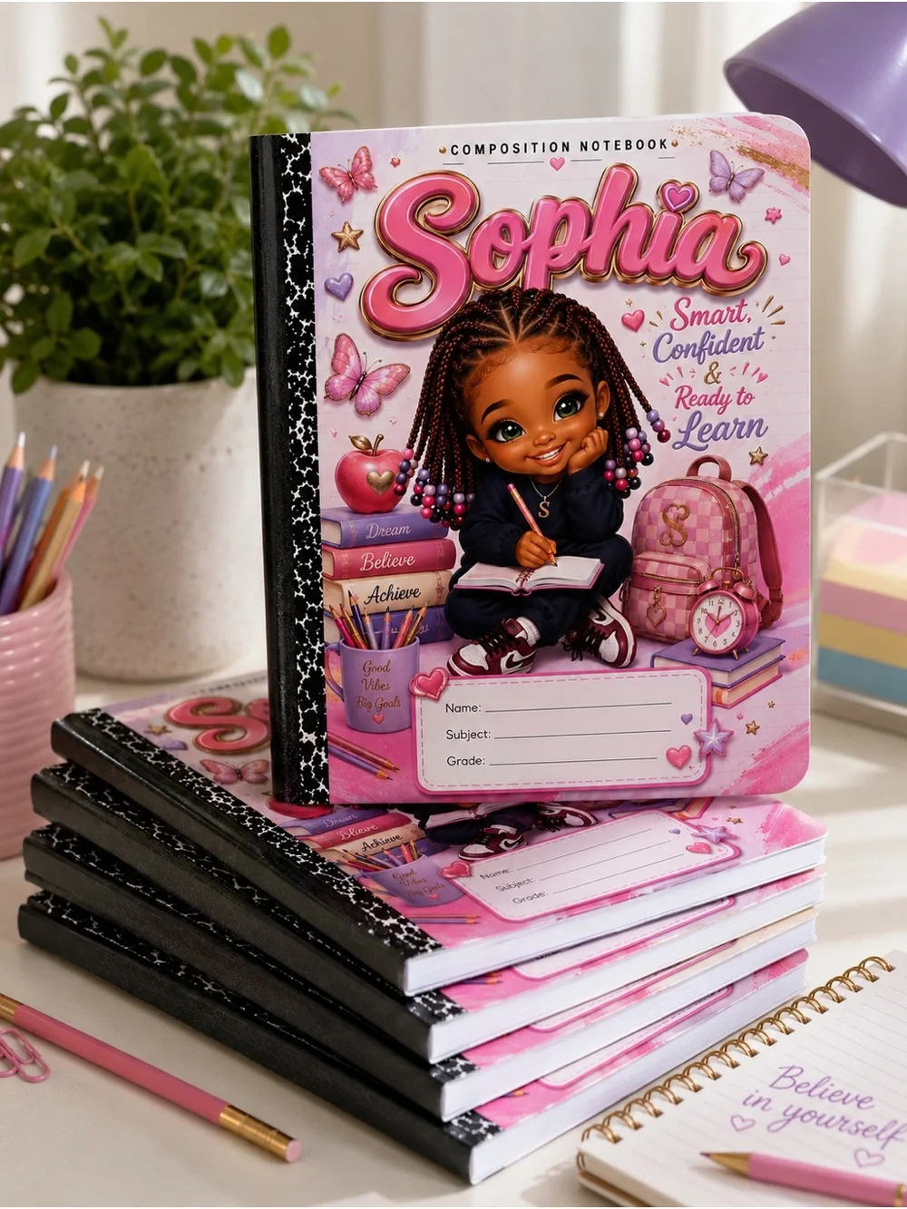 Personalized Black Girl Composition Notebook